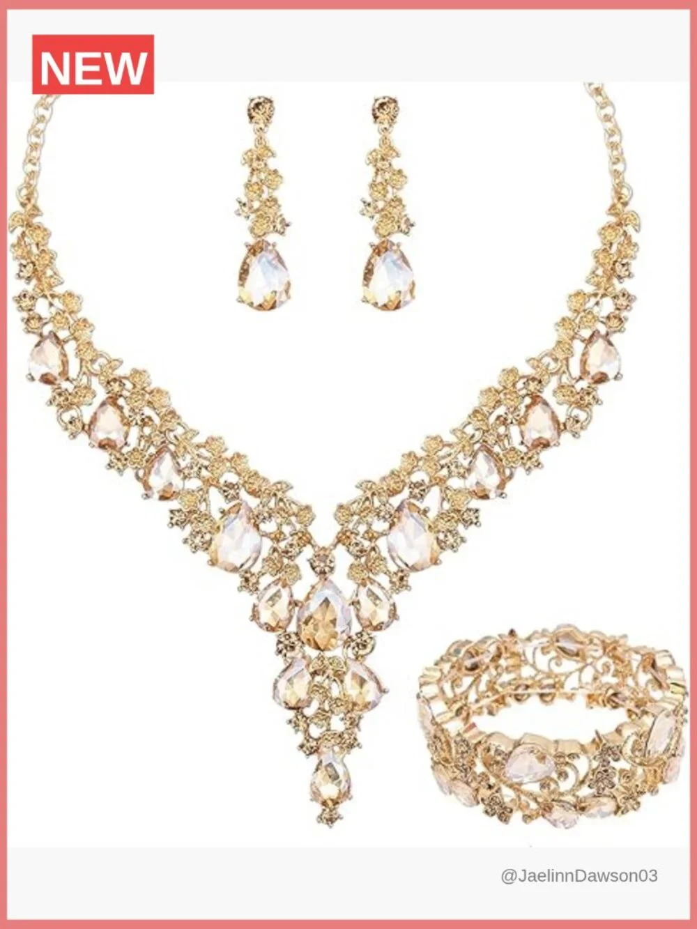 Elegant Crystal Flower Bridal Necklace Earrings Bangle Set Wedding Dress